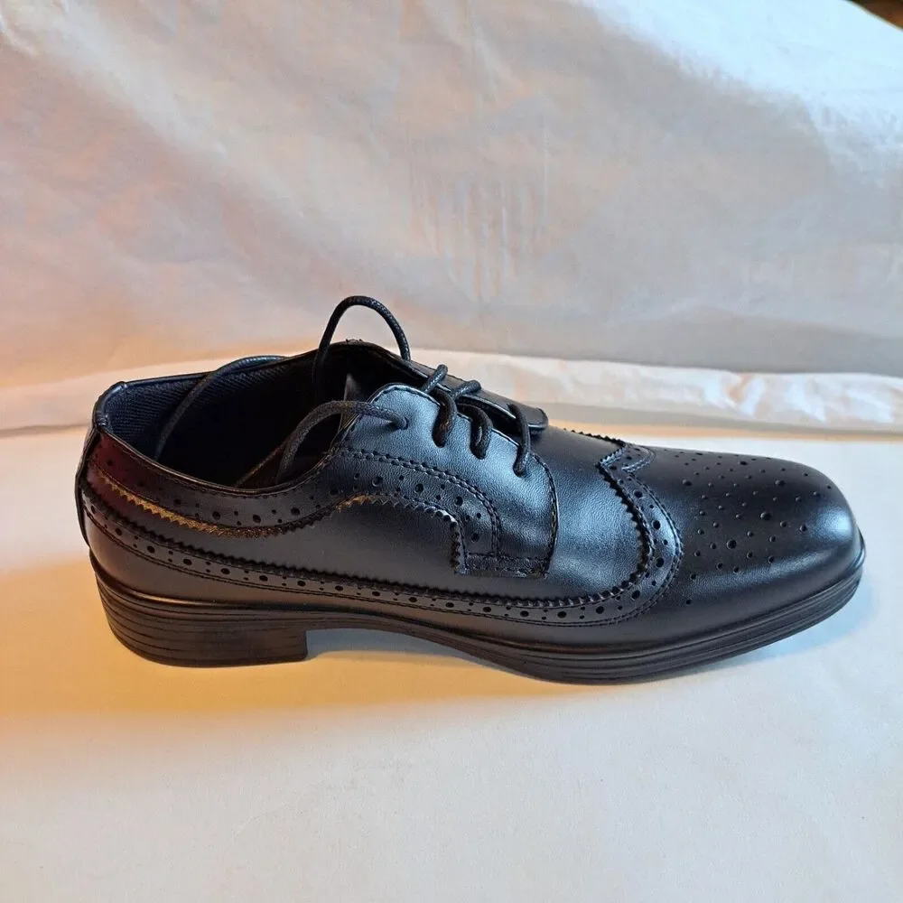 Deer Stags Ace Oxford Leather Wingtip Dress Shoes Big Boys Size 5M Black - New!